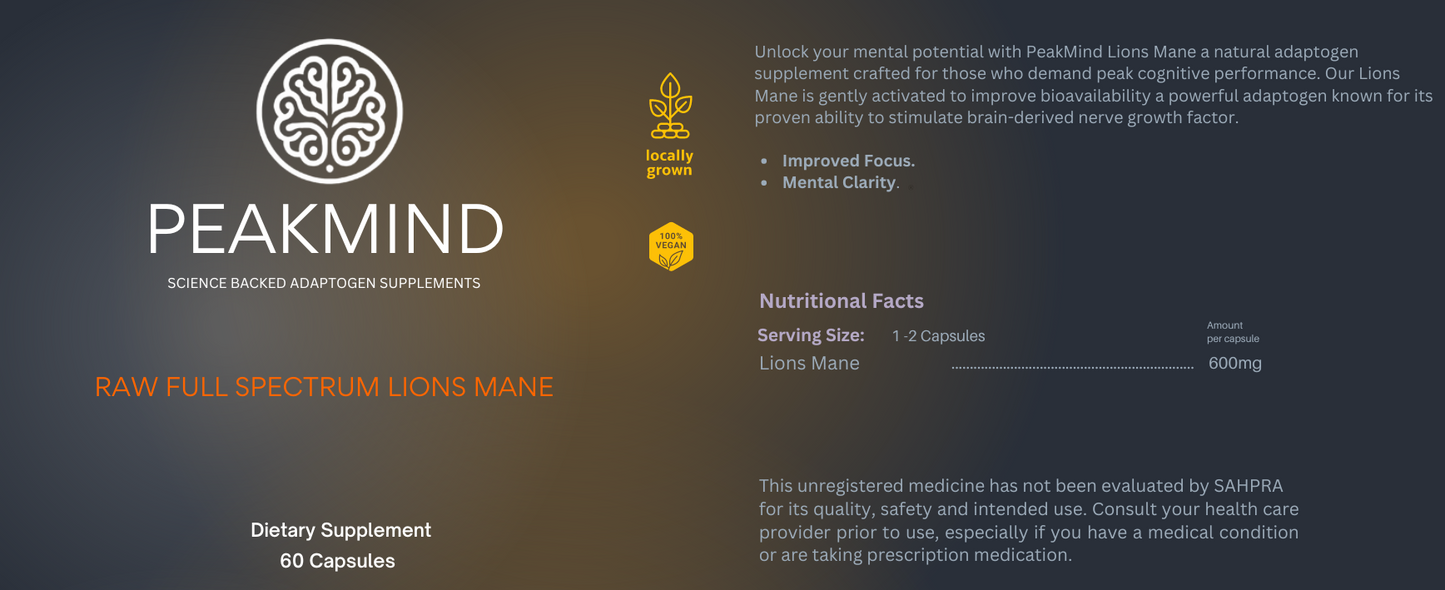 Raw Lions Mane 60 Capsules